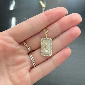 Nordstrom Gold and Pearl Initial Pendant Necklace